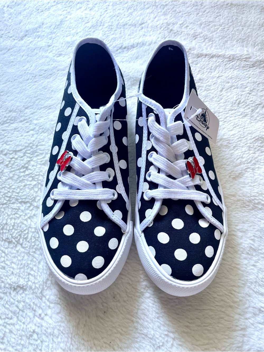 Disney Parks Black & White Polka Dot Lace-Up Canvas Sneakers